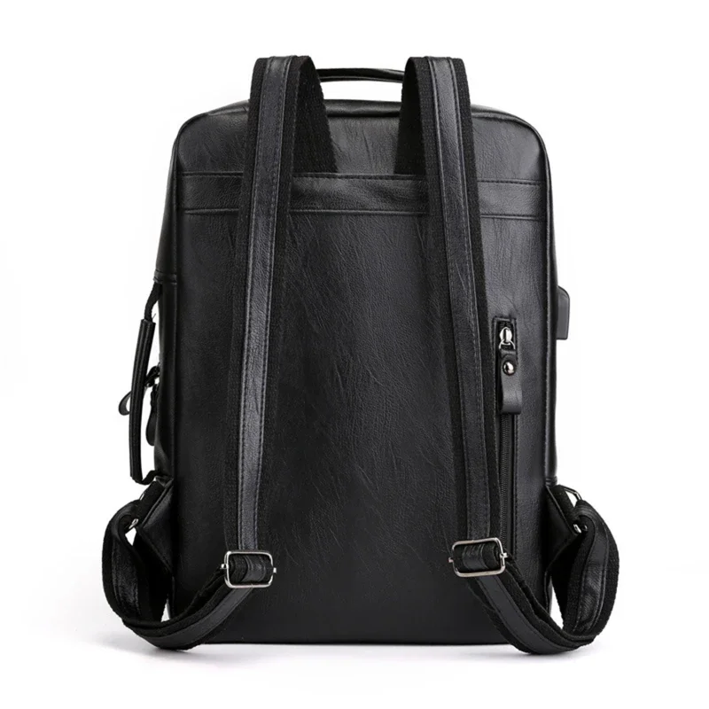 Business Backpacks For Men Waterproof PU Leather Laptop Bag Large Capacity USB Charging Rucksack Male Fashion Bagpack 가방 mochila