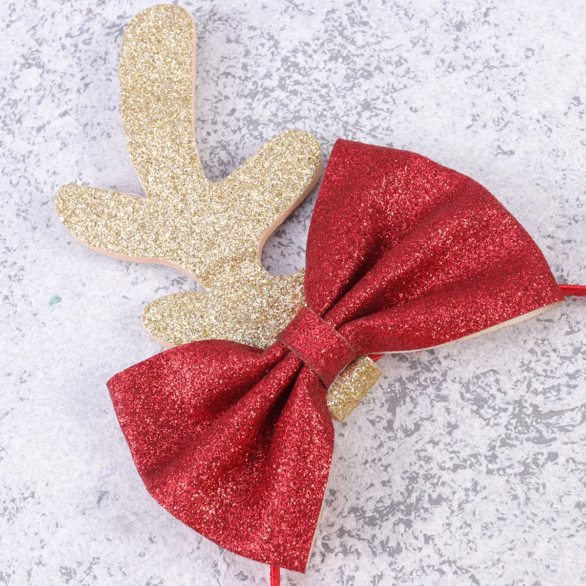 

2PCS Glitter Antler Headband Christmas Hair Hoop Child Size Lightweight Non Deformation Kids Costume Party Accessories