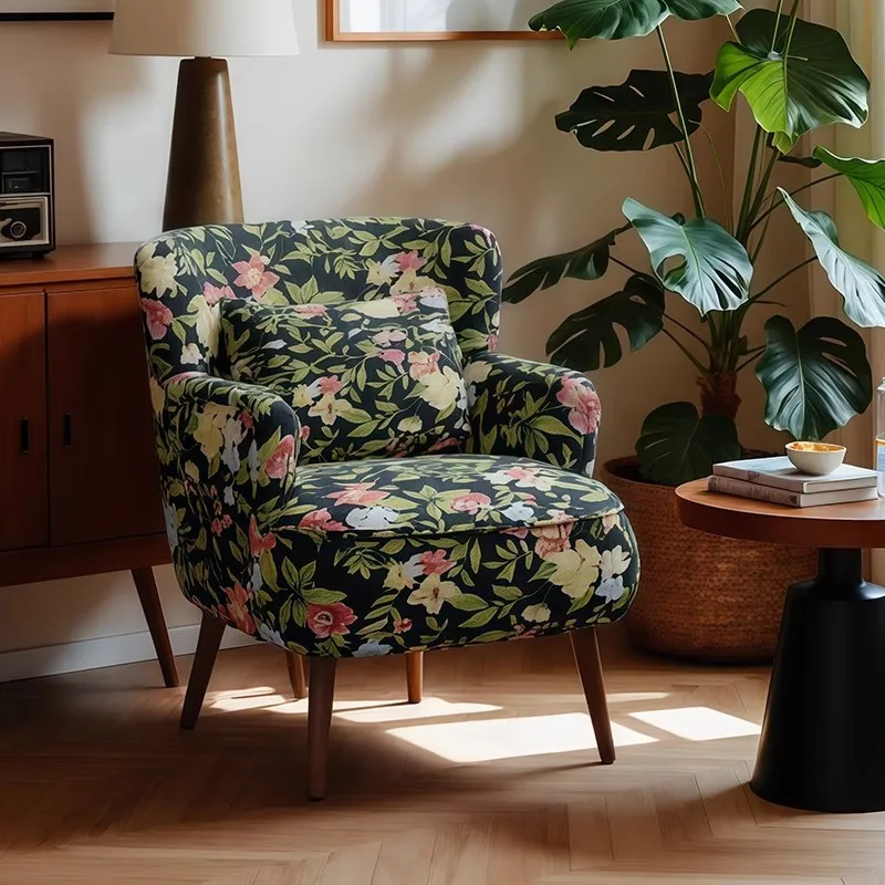 

wabi-sabi retro single sofa chair, living room balcony leisure chair, designer tiger chair