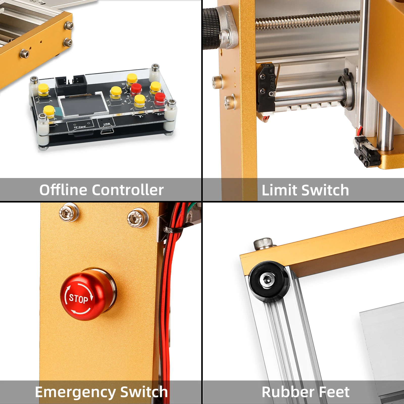 Máquina enrutadora CNC de Metal CNC3018pro, 500W, interruptores de límite de 3 ejes y parada de emergencia con Control fuera de línea GRBL