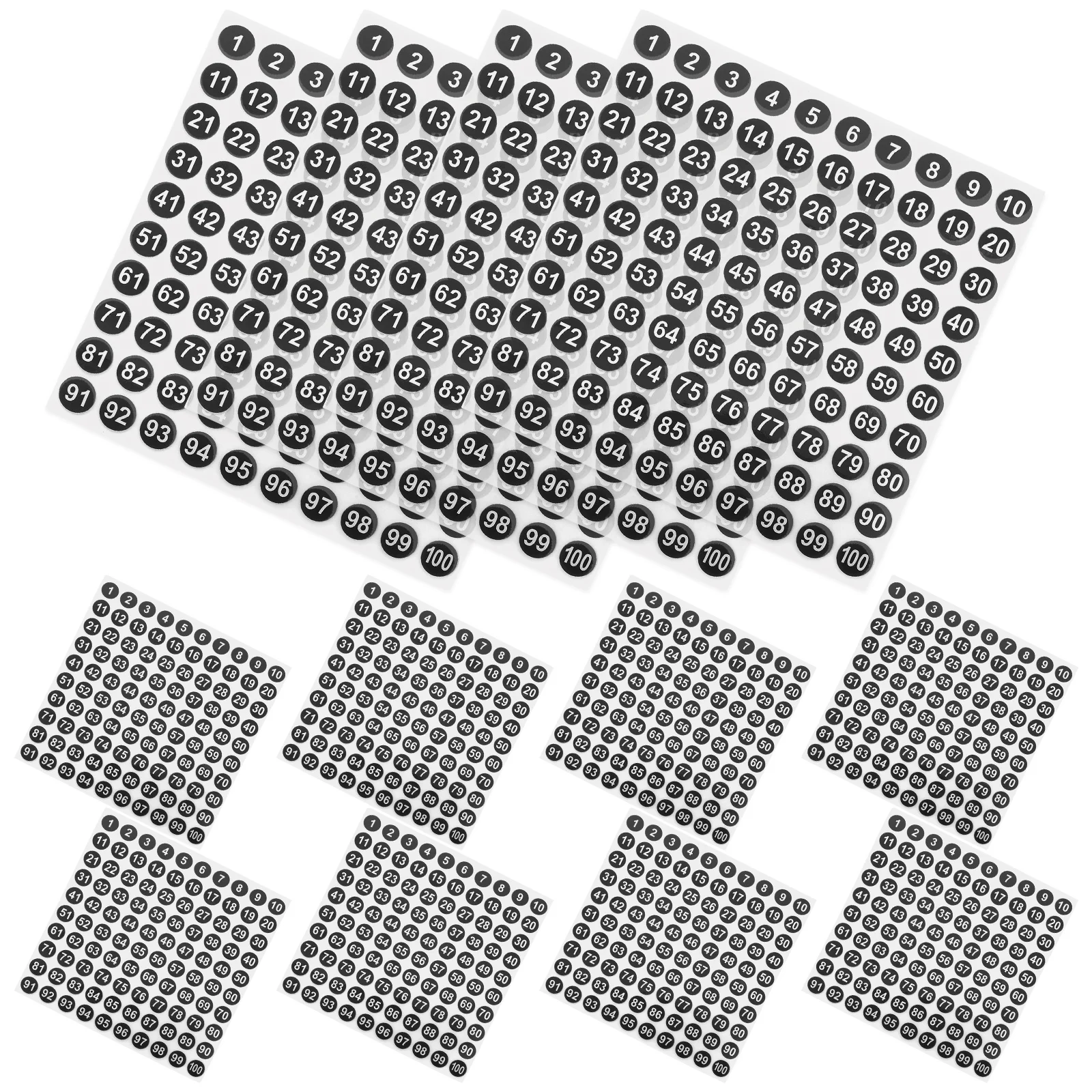 

50 листов этикеток, наклейки с круглыми номерами, маркировка, многоцелевые, 100X100X001CM, самоклеящиеся, черные, для офиса