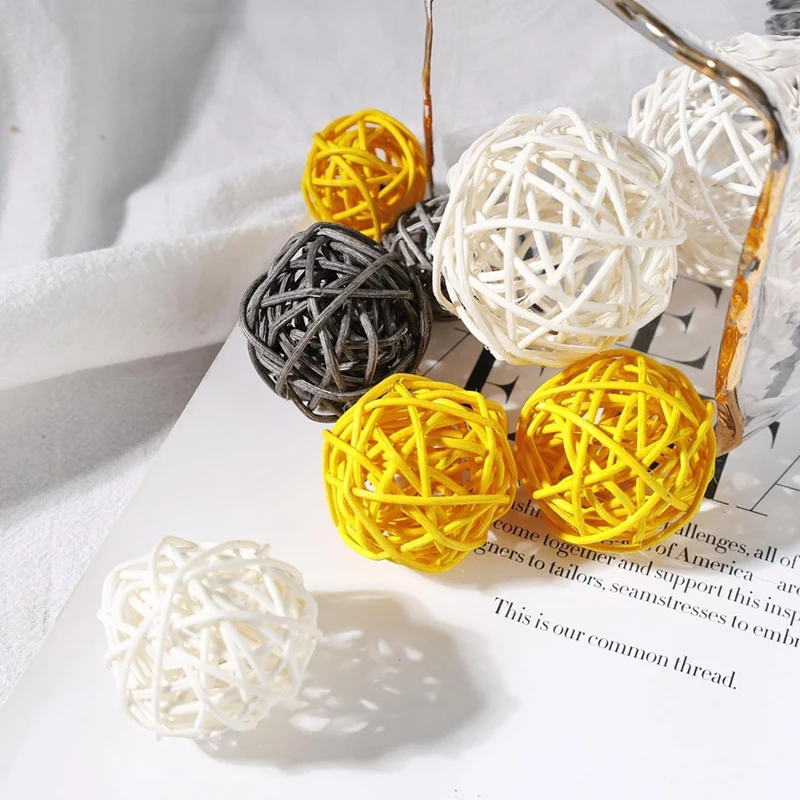 42PCS Rattan Balls, Bowl Fillers Wicker Balls Decorative Orbs Spheres Vase Fillers For Home Wedding Table Centerpieces