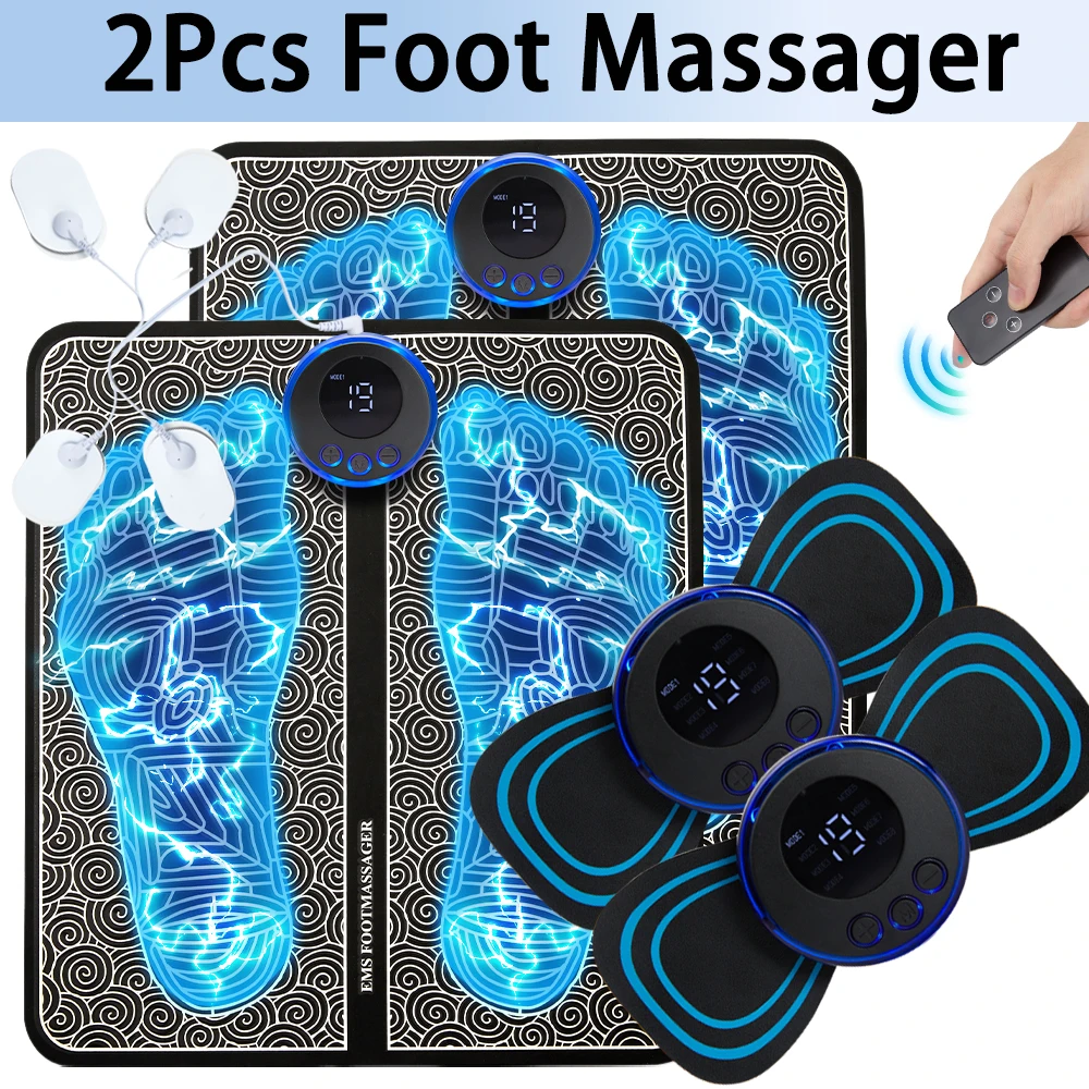 Electric EMS Foot Massager Neck Pulse Muscle Stimulator Foldable Foot Massage Pad Relief Pain Relax Feet Acupoints