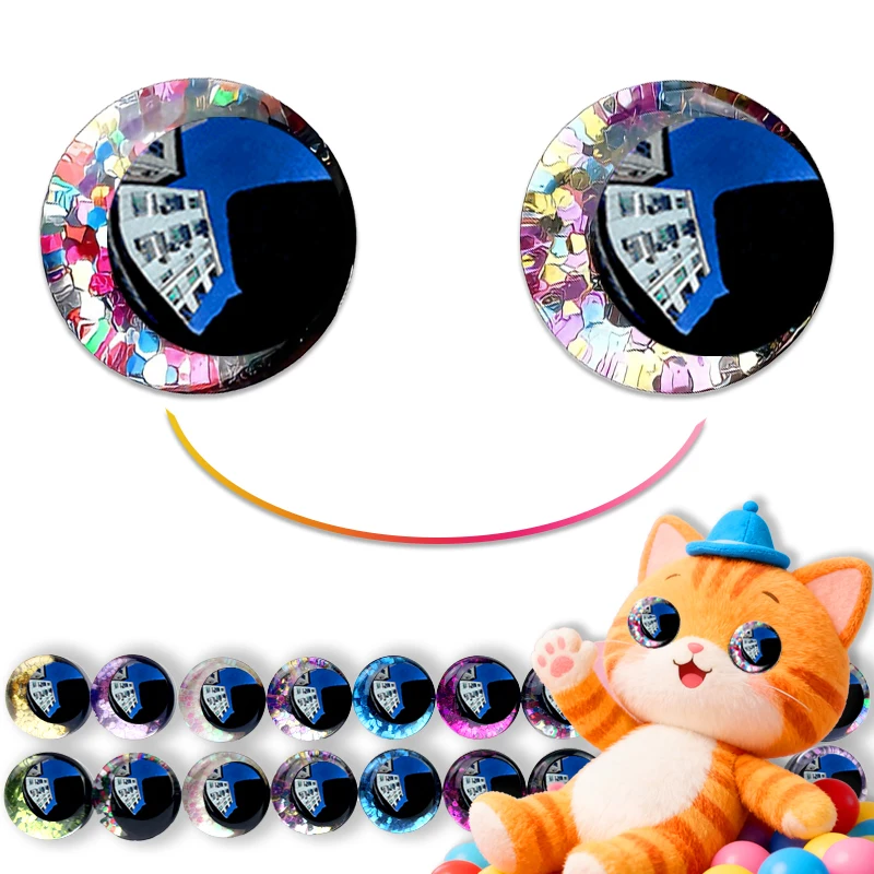 180 Stück 3D-Sicherheitsaugen mit Regenbogen-Glitzerpulver, Größe 14–20 mm, geeignet für Plüschtier-Häkeltier-Dekorationen