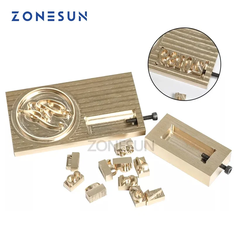 ZONESUN DIY Brass Stamp Mold Branding Iron Logo Hot Foil Stamping Mold For Leather PU Wood Paper Initial Number Changeable