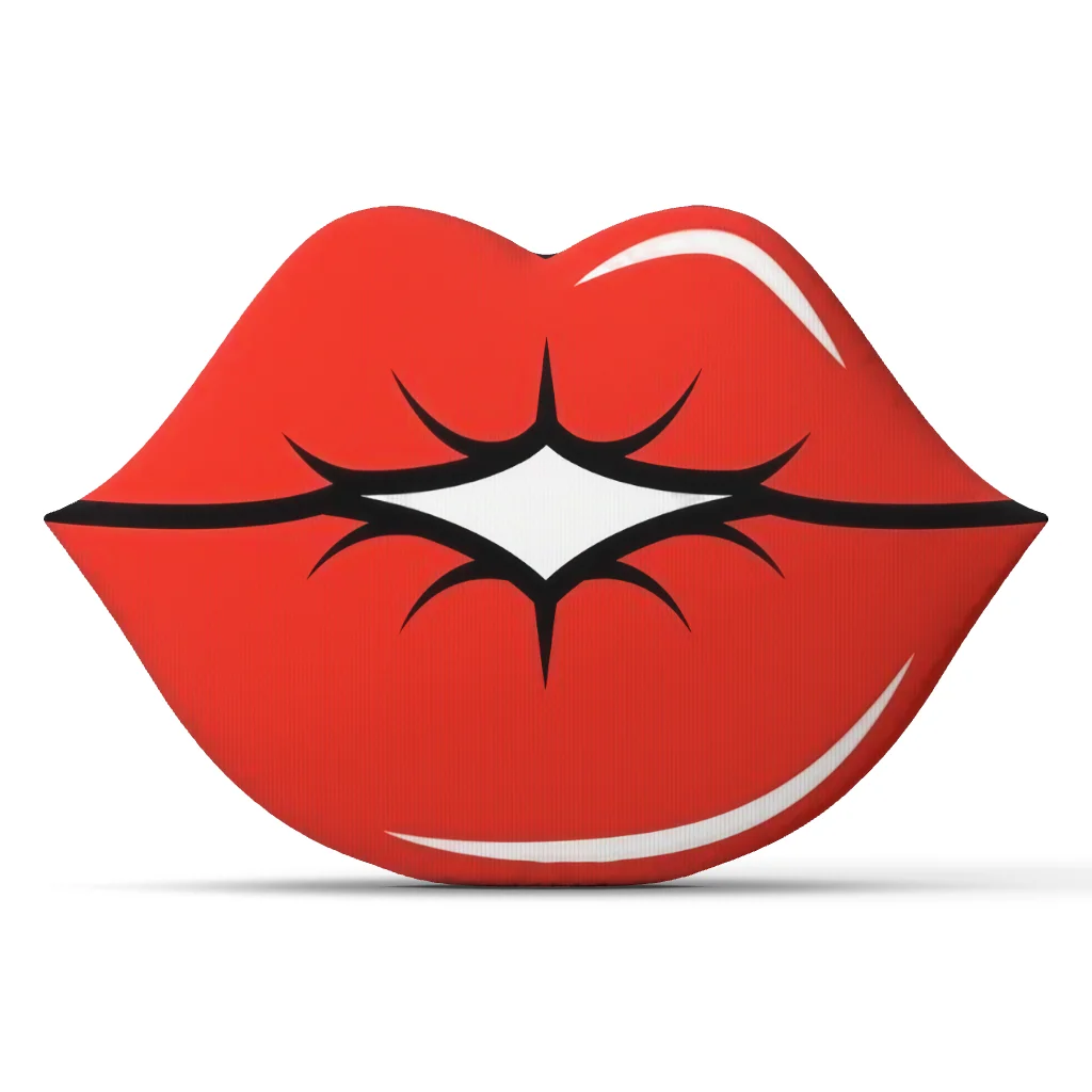Red Lips Shaped Throw Pillow Stuffed Mouth Cushion Bold Lip Design Irregular Decorative Accent for Sofa Bedroom Home Decor
