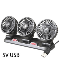 24V 12V 5V USB Car Fan Triple Three Heads Dashboard Truck Fan Car Accessories for RV Boat Cabin caravan Van Car Fan Triple Heads