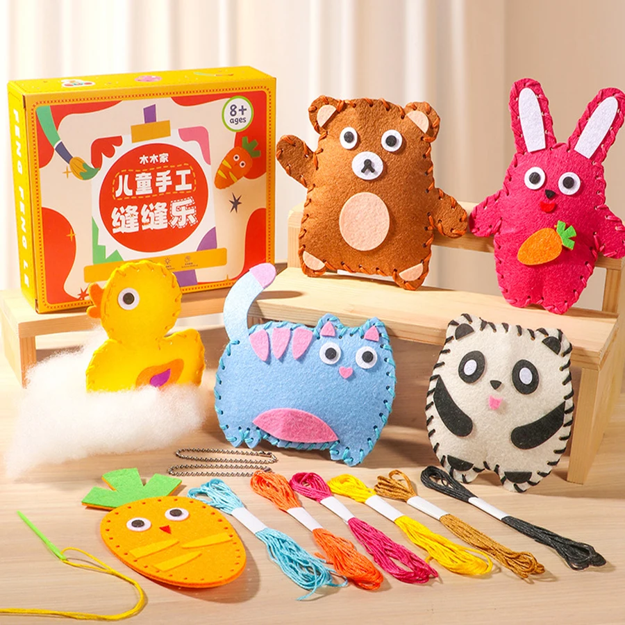 

DIY Animal Felt Sewing Kit for Girls 6 PCS Fine Motor Skill Learn To Sew Stuffed Animal Doll Pendant Birthday Christmas Gift Toy
