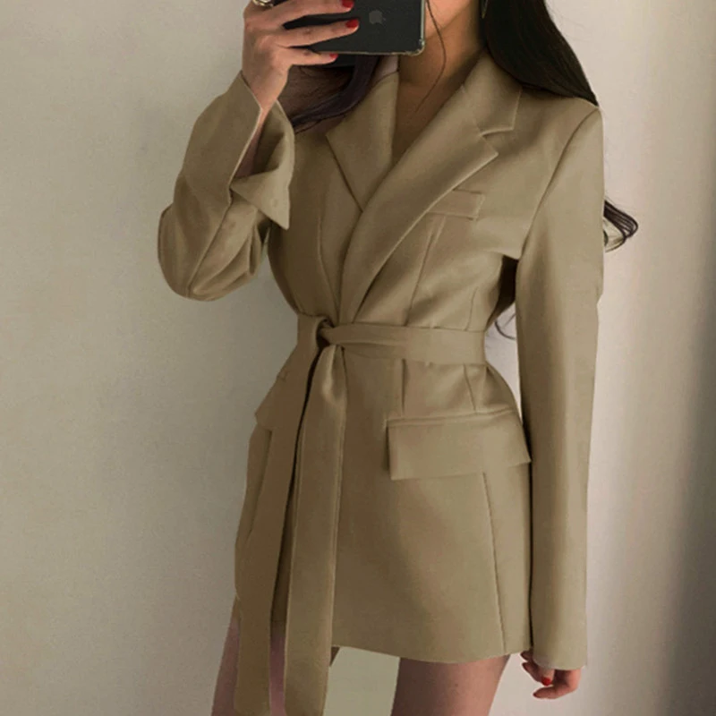 Long Sleeved Trendy Casual Suit Women\'s Winter Jacket Blazers Office Lady New In Outerwears Sashes Coat Cardigan Korean Fashion