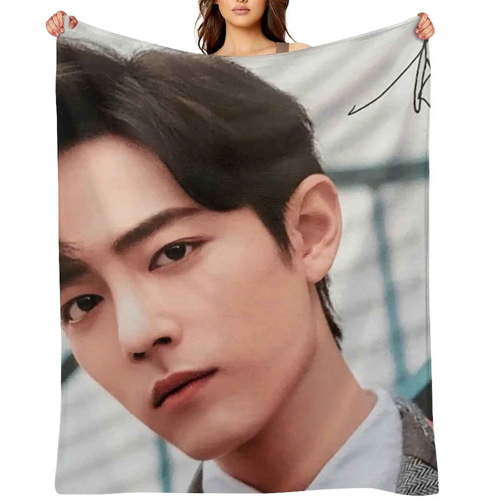 

xiao zhan with signature Throw Blanket wednesday Flannels Beach Summer Blankets