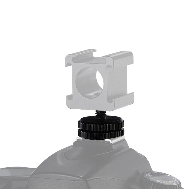 Aluminum Alloy Hot Shoe Adapter 1/4 Male Screw Converter, Dual Lock Nut Flash Mount Screw for DSLR Camera Microphone Fill Light
