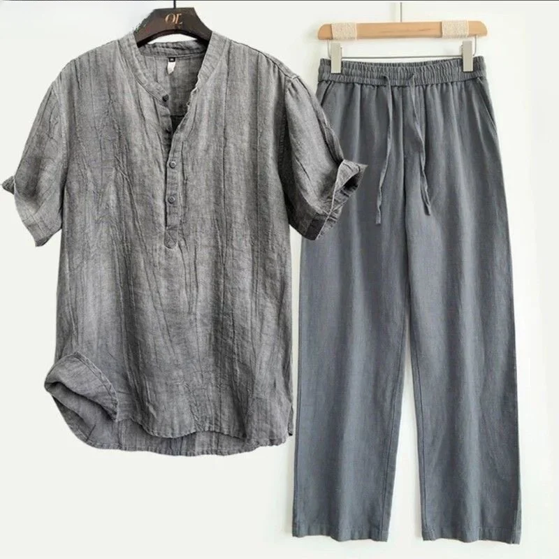Gray top + gray pants