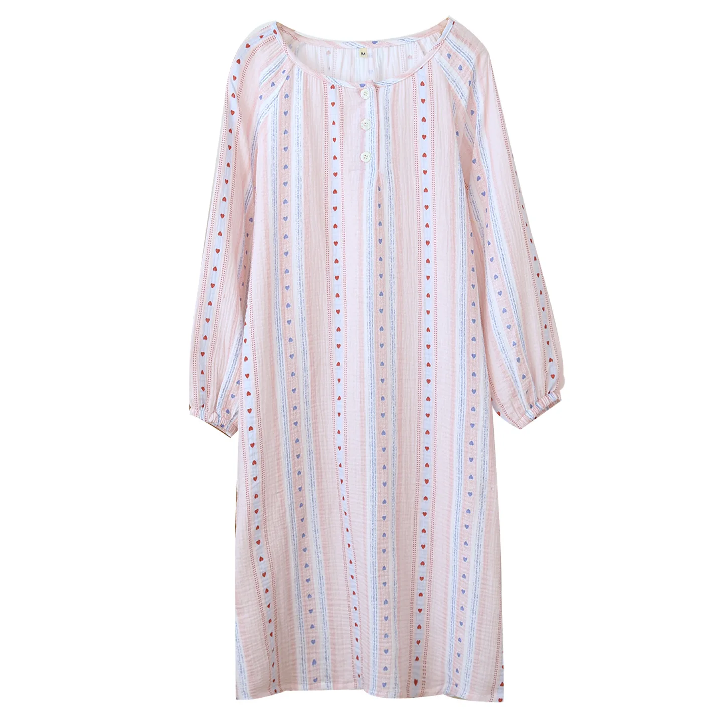 

Summer Thin Nightgown Women's Cute Sweet Loose Fashion Striped Printing Casual Cotton Home Clothes