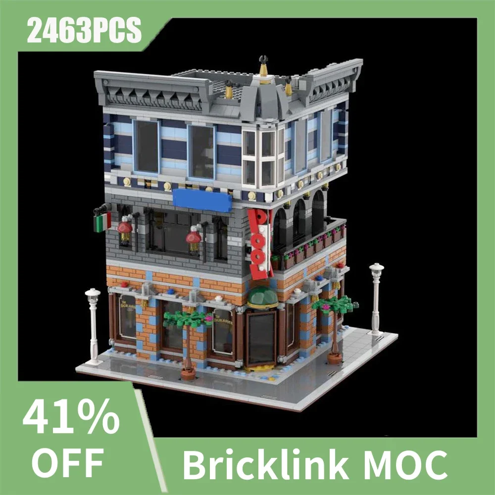 

НОВЫЙ 2463 шт., хит продаж, вид на улицу, Moc, модульная модель клубного клуба Highlander, творческие идеи «сделай сам», детские игрушки, подарочные блокиMOC-10246