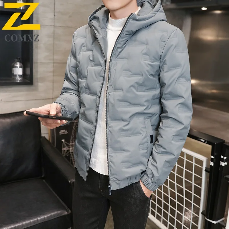 

​Men Thickened Cotton Hooded Jacket Winter American Style Waterproof Windproof Warm Fleece Lined for Outdoor Work or Sport​ Coat