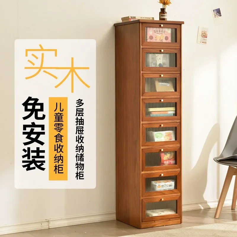 Drawer type multi-layer storage cabinet solid wood creative combination locker living room large capacity utility cabinet househ