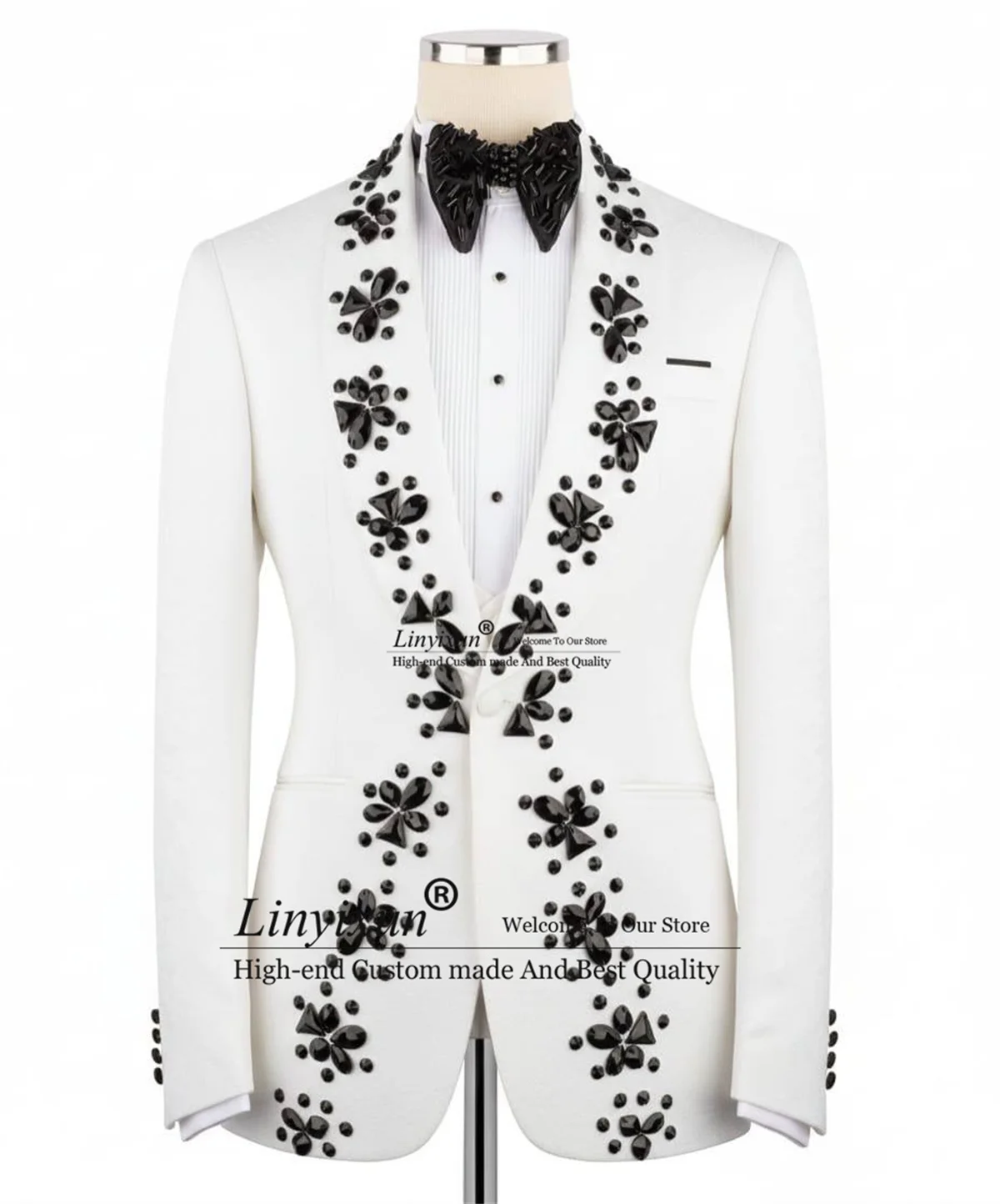 

Sparkly Rhinestones Diamond Men Suit Customized Slim Fit Groom Party Male Blazers 3 Piece Sets Tuxedo Wedding Costume Homme