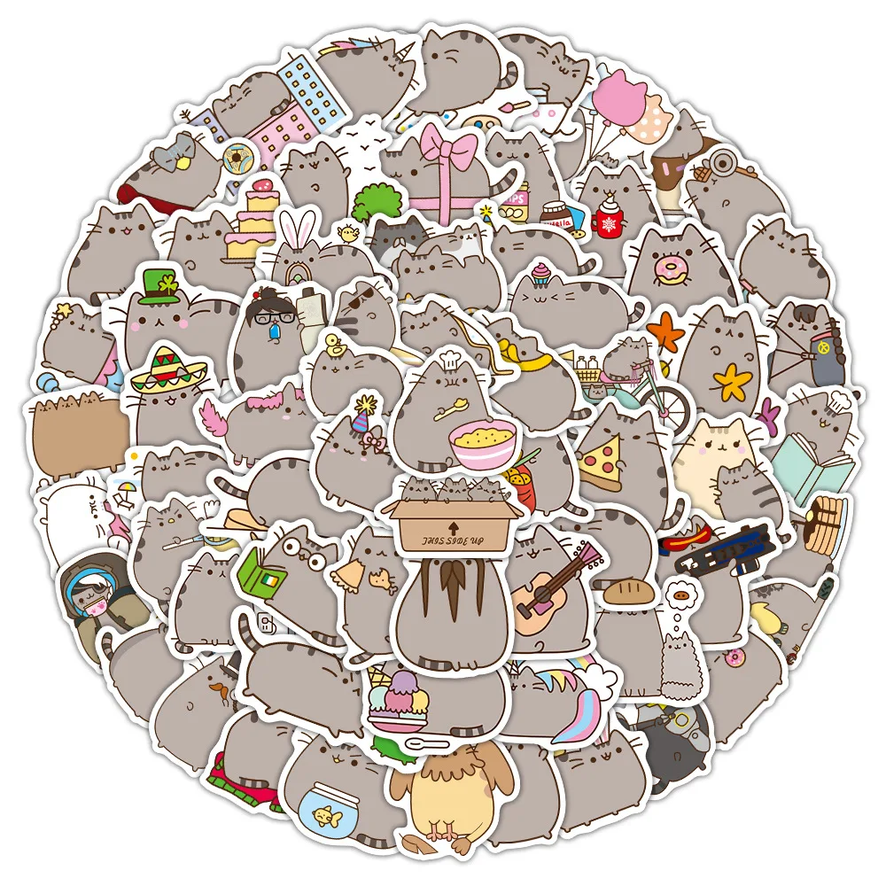 100 Stück Cartoon Niedliche Pusheen Kreative Persönliche Doodle Dekorative Aufkleber – Detail 2