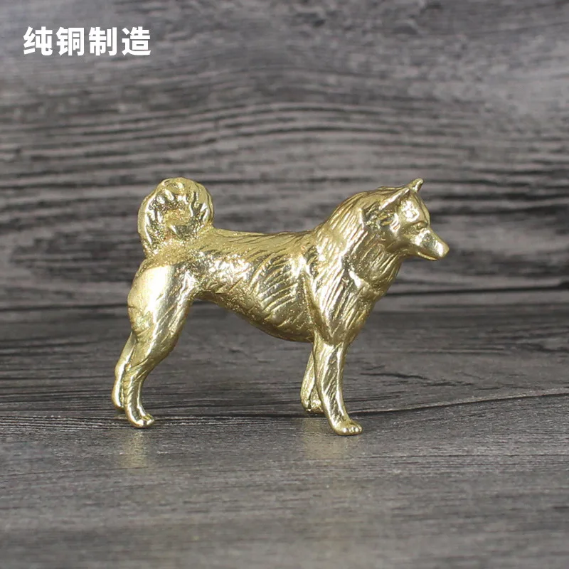 Brass Puppy Action Figures Miniature Ornament Accessories Metal Solid Artware Decor Creative Desktop Car Interior Model Toys