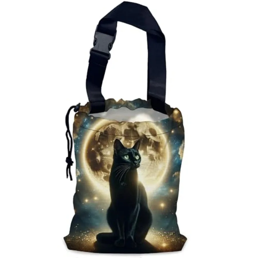 

Car Trash Bag, Full Moon Hanging Drawstring Car Garbage Bag, Waterproof Canvas Car Back Seat Organizer with Adjustable Buckle,