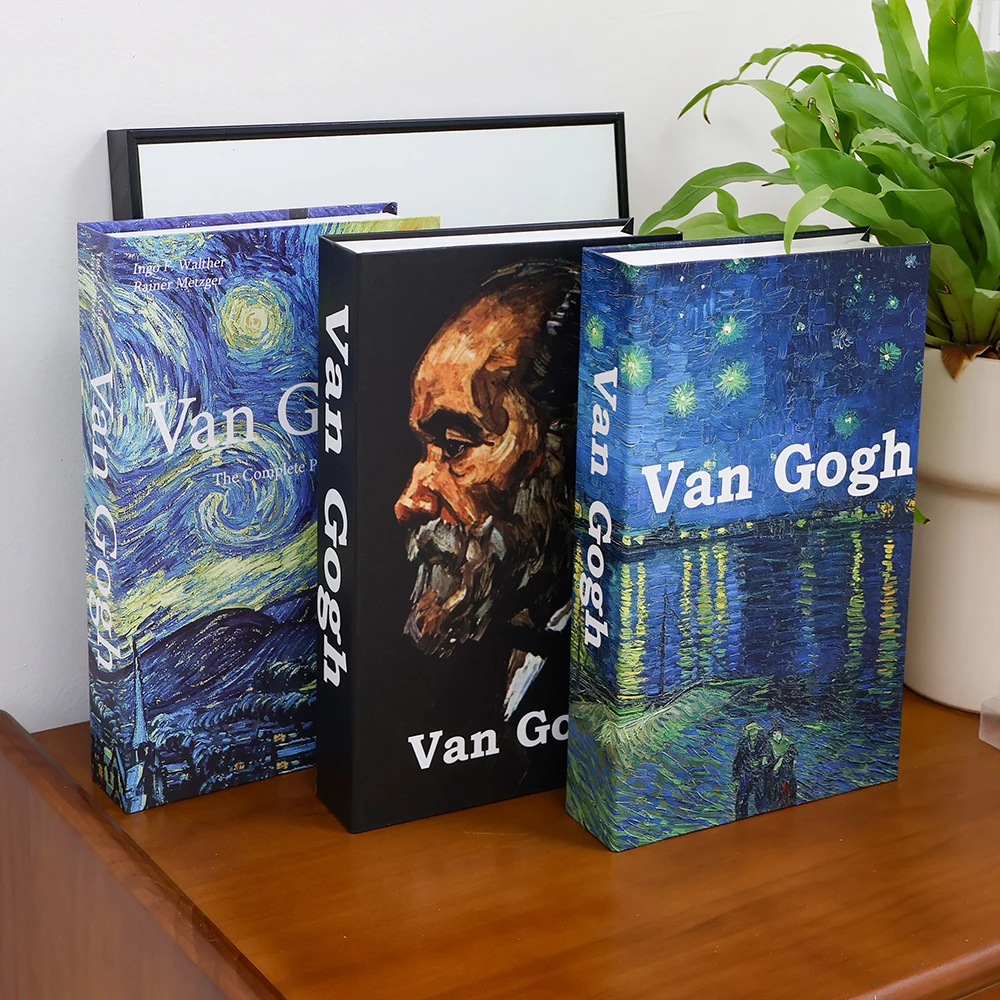 Beautifully Oil Painting Style Luxury Decoration Books Monet Van Gogh Paintings Fake Book Hotel Coffee Table Decor Prop Book