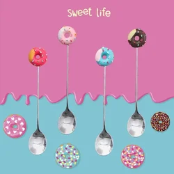 Stainless steel spoon Household creative ice cream dessert stirring cute coffee spoon4pcs