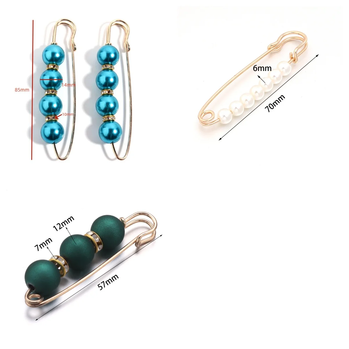 5Pcs Imitation Pearl Pin Brooch For Clothing Dress Fixed Safety Pin Woman Brooch Accessory Pants Decoration Pearl Jewelry Clip