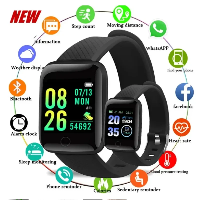 116plu Smart Watch Men Blood Pressure Waterproof Smartwatch Women Heart Rate Monitor Fitness Tracker Watch Sport For Android IOS