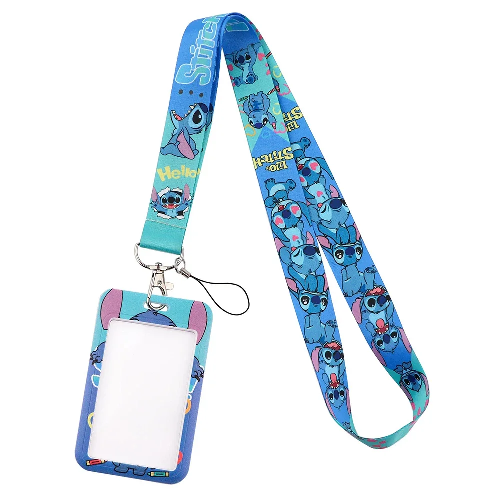 Cute Stitch Neck Strap Cartoon Alien Lanyard For Keys Badge Holder ID Credit Card Pass Hang Rope Keychain Keyrings Accessories