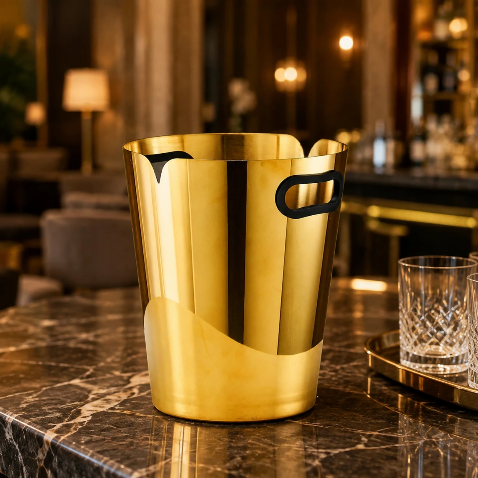 Stainless Steel Ice Vessel Polished Ice Vessel with Side Handles Beverage Chiller Long-Lasting Barware Versatile