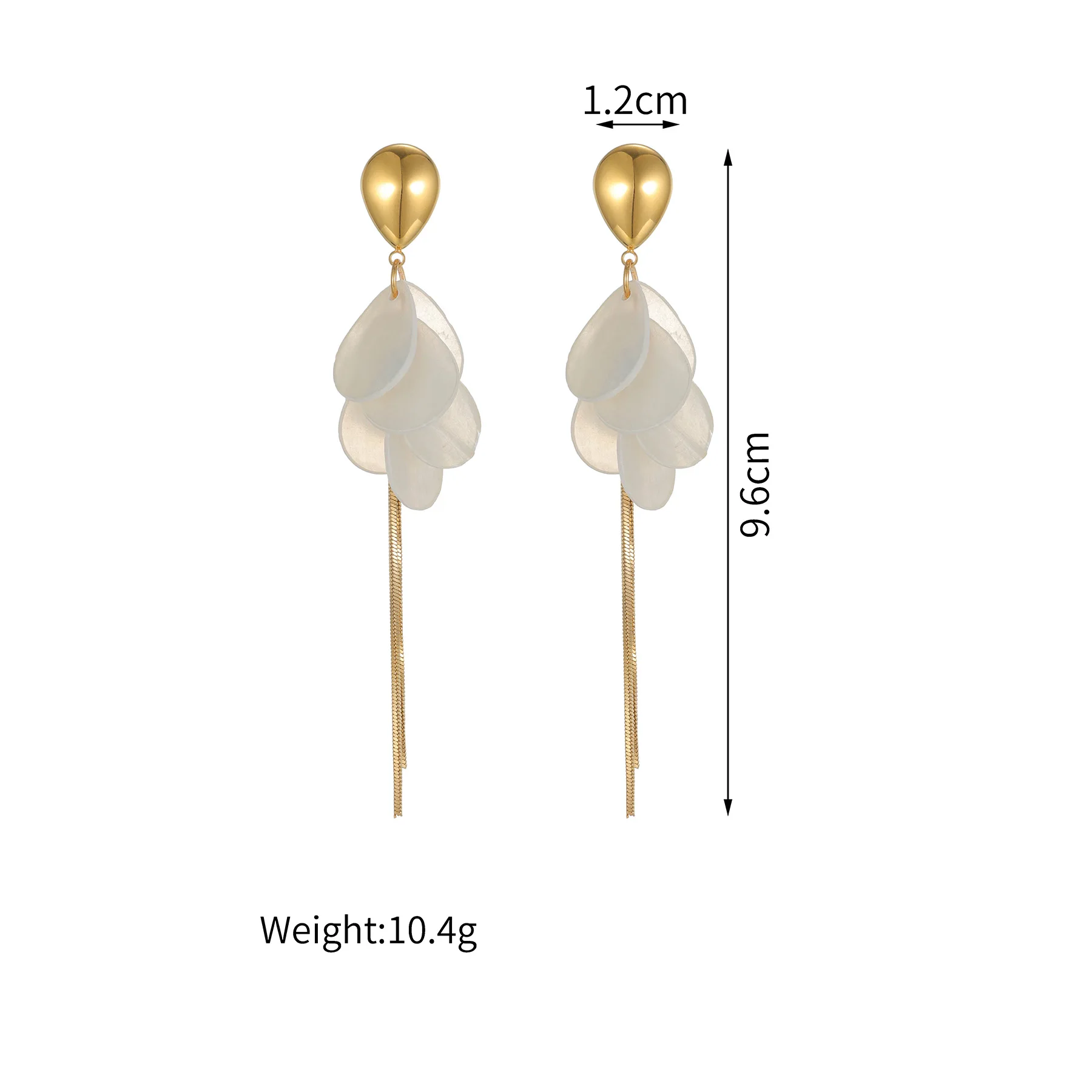 Akizoom Translucent Petals Dangle Earrings for Women Fashion Stainless Steel Hanging Long Tassel Flower Square Heart Earrings