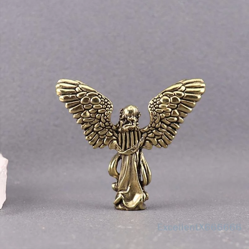 Vintage Brass Blessed Guardian Angel Figurines Miniatures Desktop Ornaments Lovely Small Statue Home Decorations