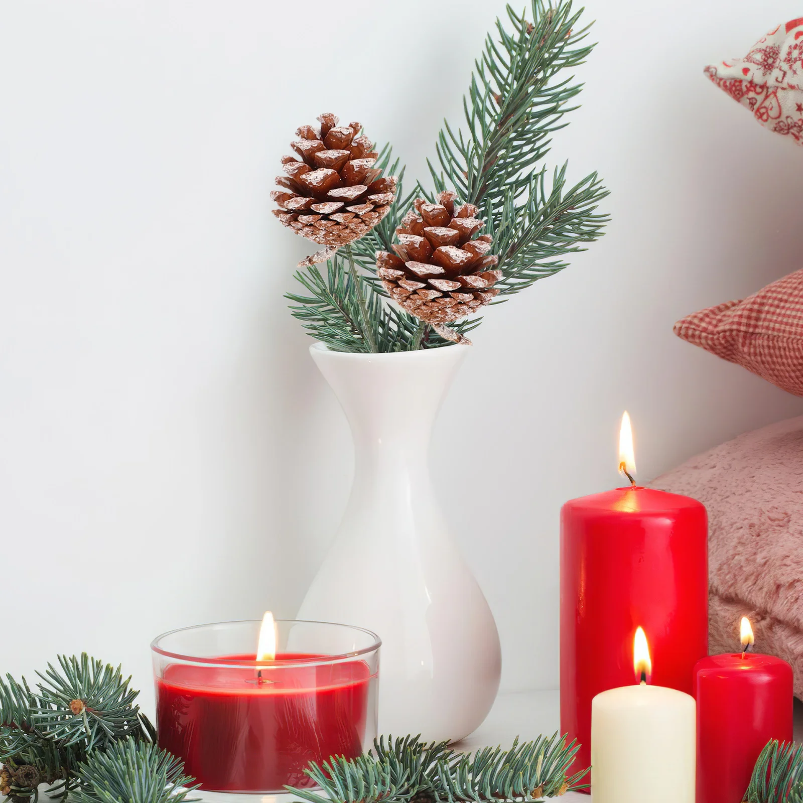 

20Pcs Holiday Pine Cone Ornaments Realistic Christmas Pinecone Tree Decor for Fireplace Mantel Winter Centerpieces