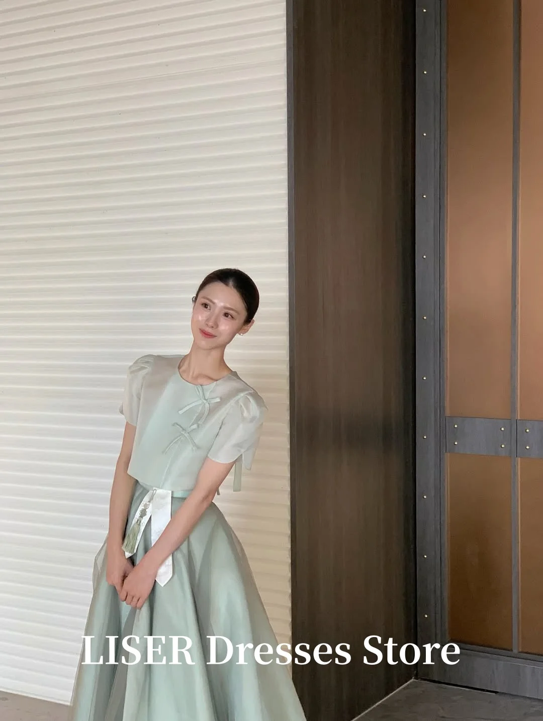 Liser Vintage A-Line Korea Wedding Dresses Simple Silk Organza Elegant Long Bridal Gowns Customized 웨딩드레스 Photo Shoot