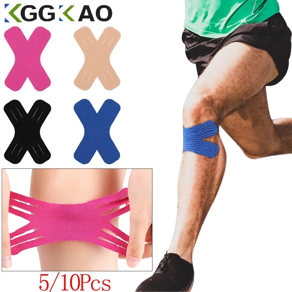 5/10 PCS Kinesiology Tape, Muscle Support Elastic Athletic Sports Tape Therapy Recovery Adhesive X Type for Knees, Joint