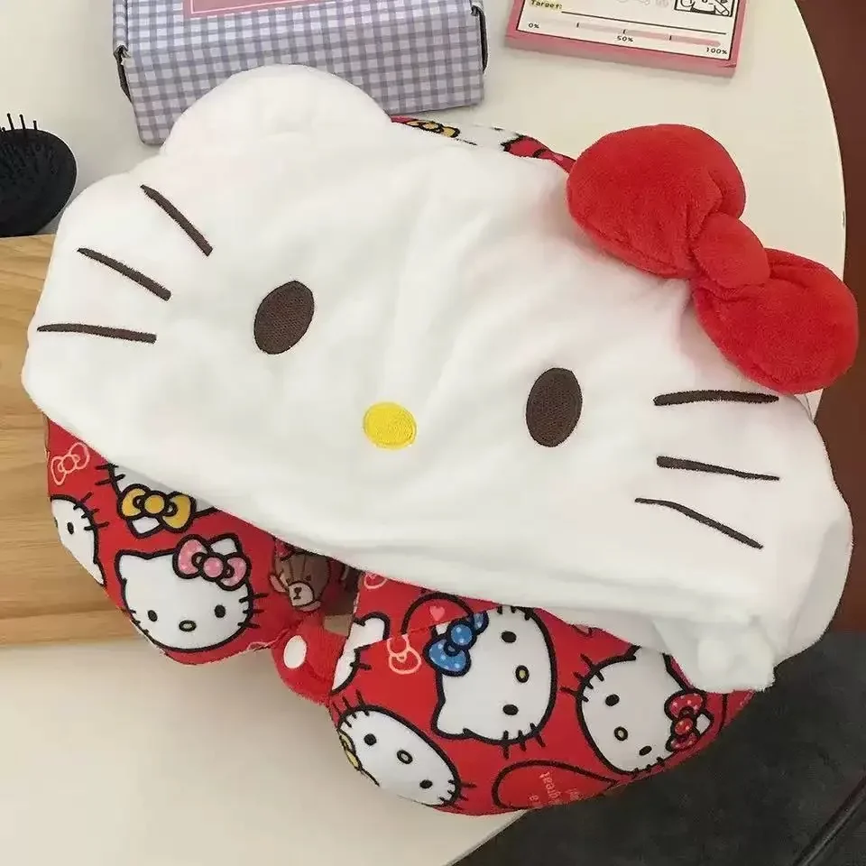 Hello Kitty U Shaped Neck Pillow Soft Travel Pillow for Airplane Car Office Nap Cute Plush Support Cushion Kawaii Home Decor view 2