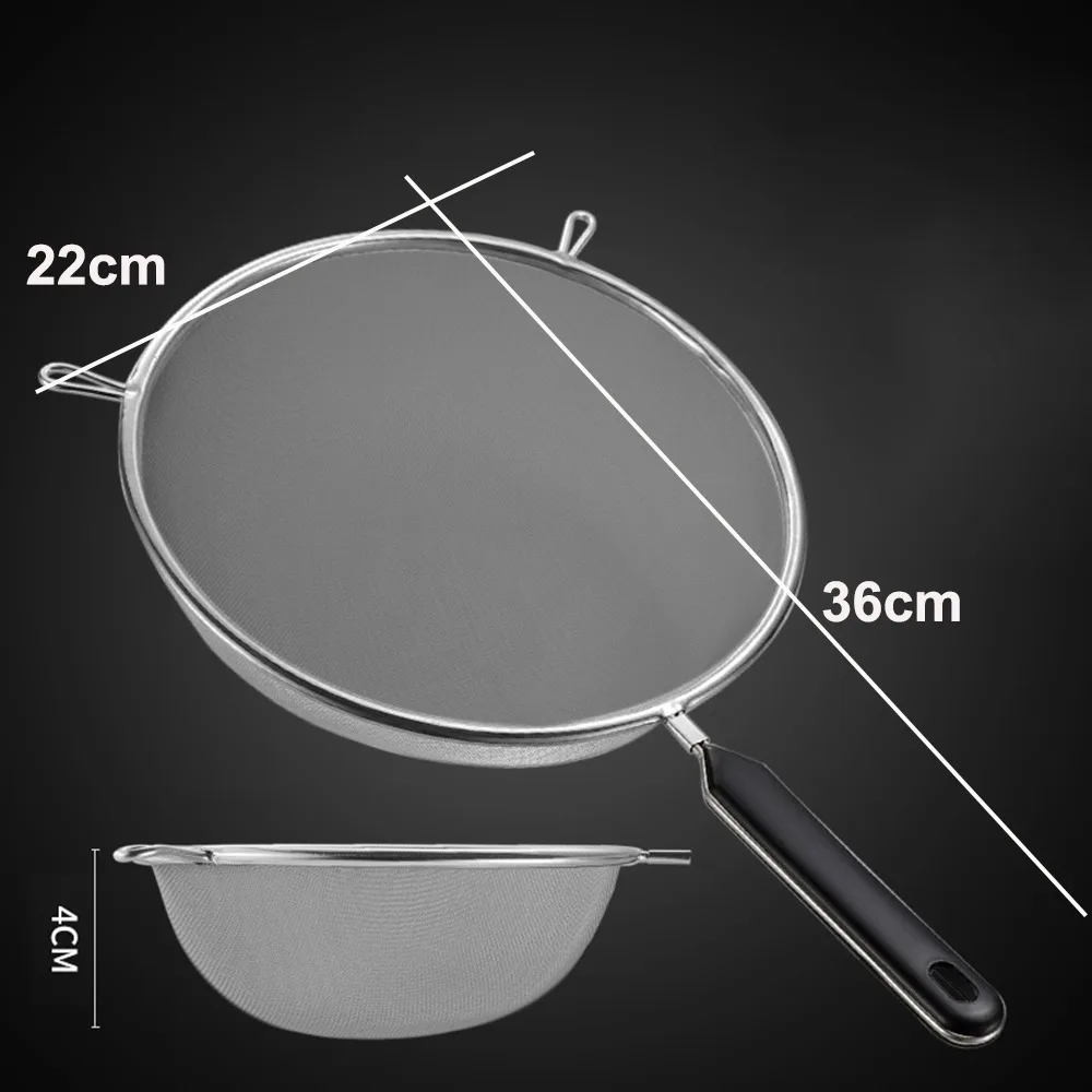 Stainless Steel Food Strainer Colander Easy to Clean 12 14 16 20 22cm Matcha Sifter Rust-Proof Small Food Sifters for Kitchen