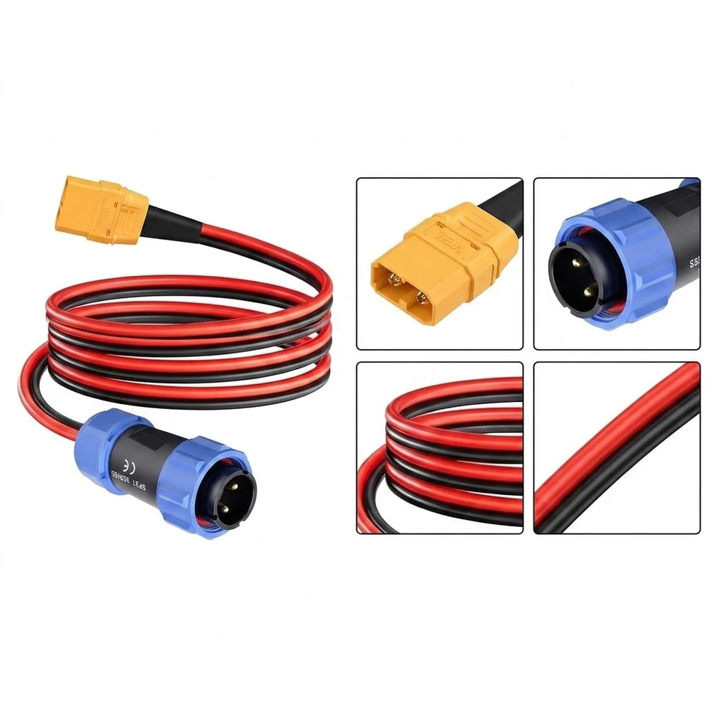 For XT90 Adapter Cable with Aviation Male Connector 12AWG 1m for AC200MAX AC200P AC300 AC500 and Battery Banks