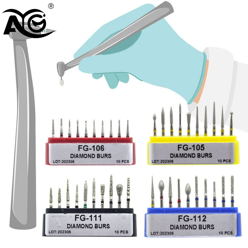 AG Dental Diamond FG Burs Drills Set Dentist High Speed Handpiece Polishing Teeth Whitening Tools Kit Dentistry Equipment