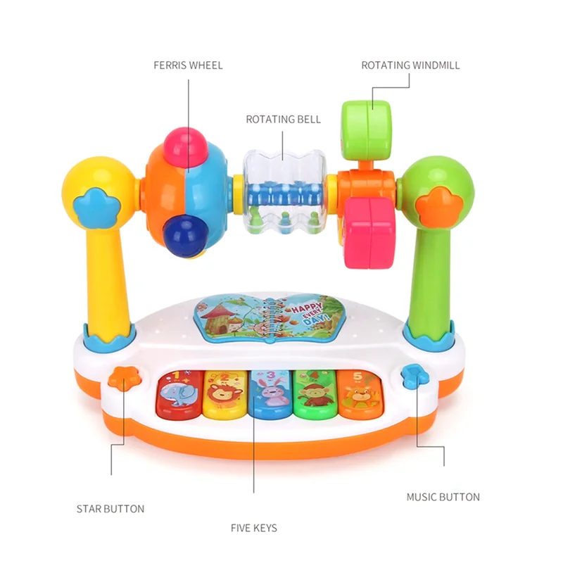 B78B-어린이 피아노 회전 음악 피아노 키보드, 가벼운 소리, 뮤지컬, 조기 교육 음악