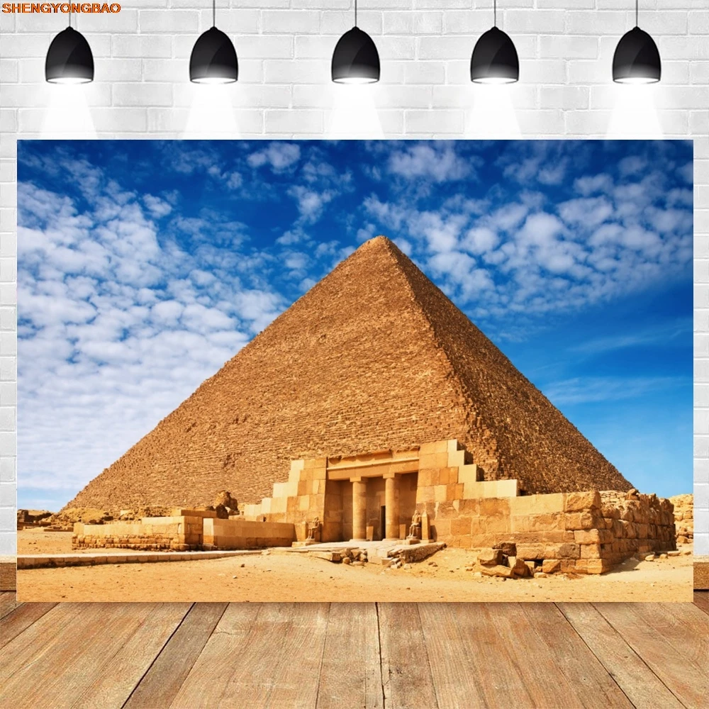 Египетские пирамиды фон Египет Древняя архитектура Руины Сфинкс пустыня небо облака взрослые детский портретный фон для фотосъемки