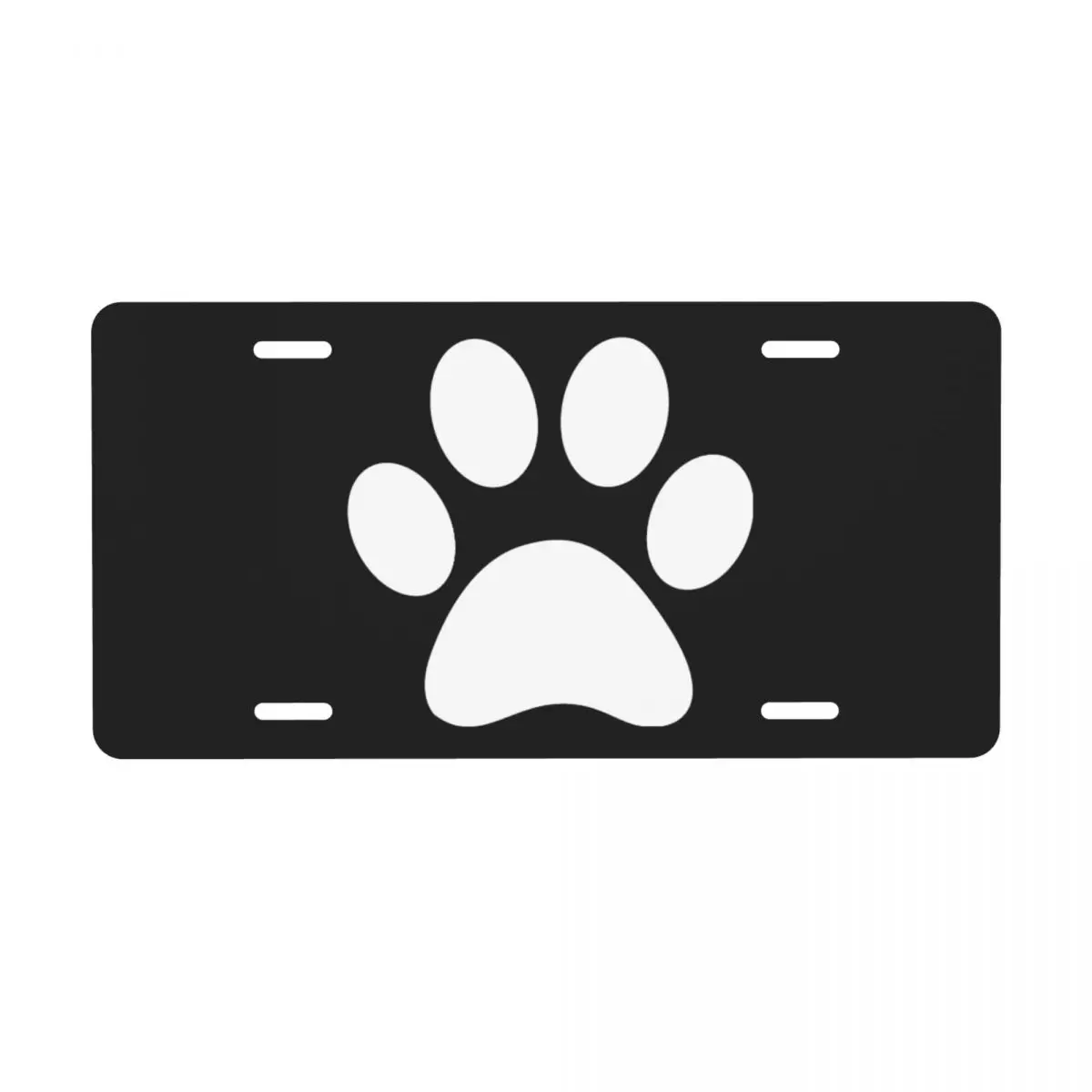 Custom Funny White Paw Print Decorative Metal License Plate Animal Aluminum Car Front Vanity Tag 12x6 Inch