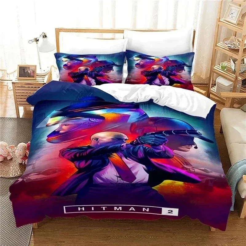 

Game Hitman Killer Bedding Set,Duvet Cover Comforter Bed Set Quilt Cover Pillowcase,King Queen Twin Size Boys Girls Adultse