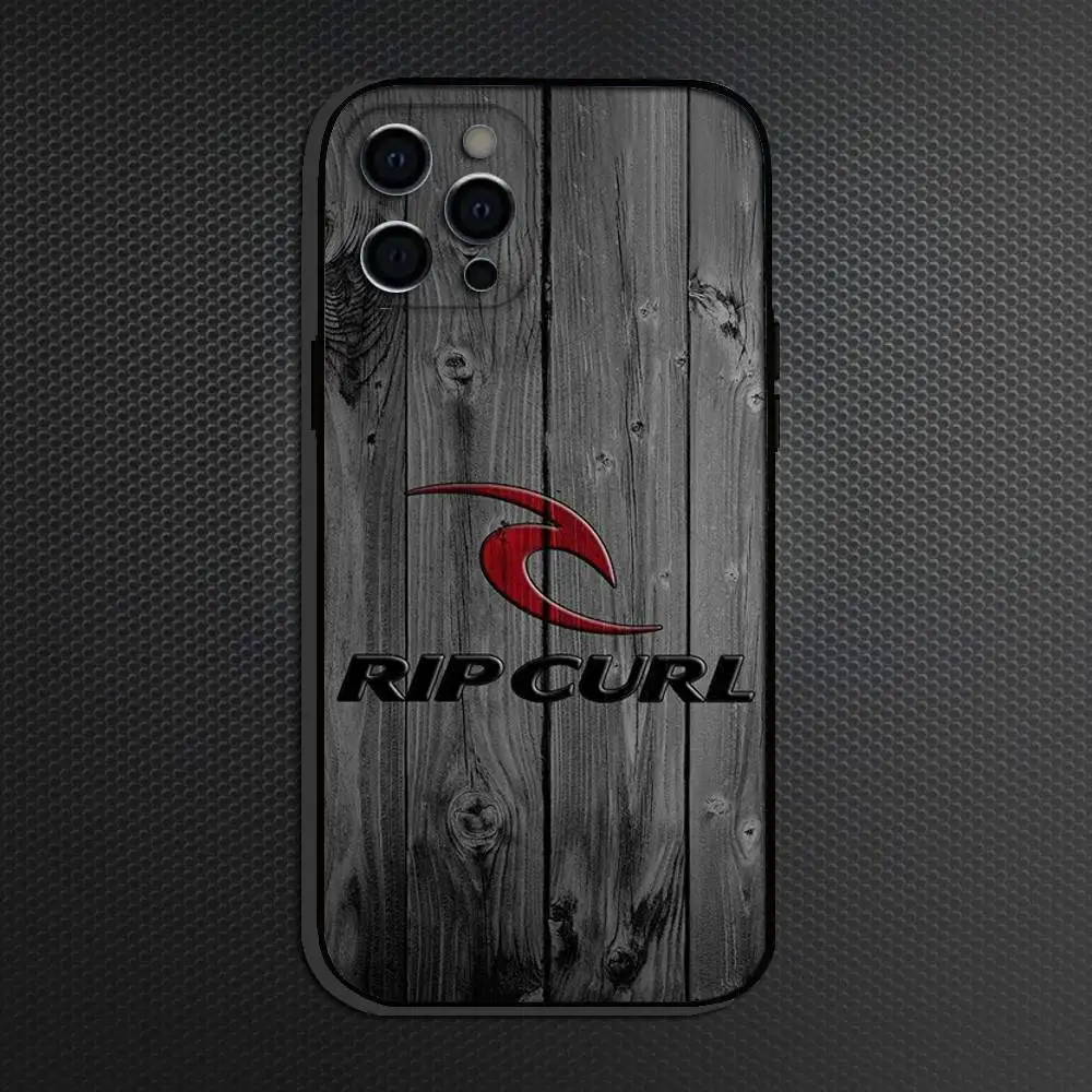 حافظة هاتف بشعار Surf Beach Rips Curls لهاتف iPhone 16,15,14,13,12,11 Plus، Pro Max، أخرى غطاء أسود ناعم