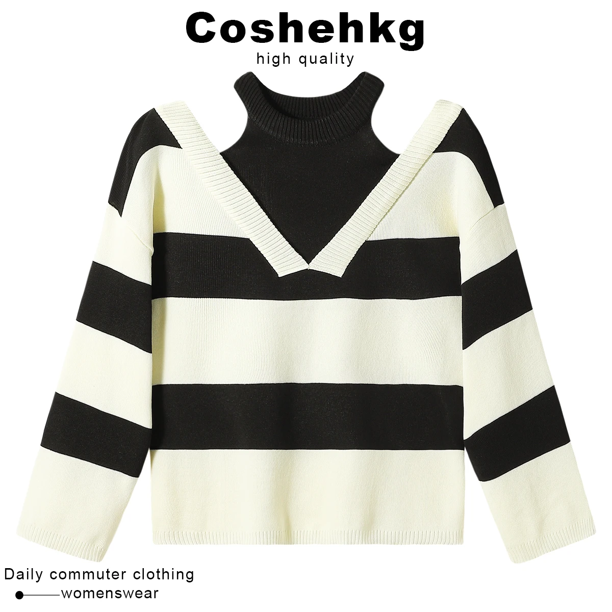 

Coehkg Women's Knitted Sweater Ne Hanging Loose Fit Slimming Striped Design Winter New Sle Sweet Sle Online Exclusive