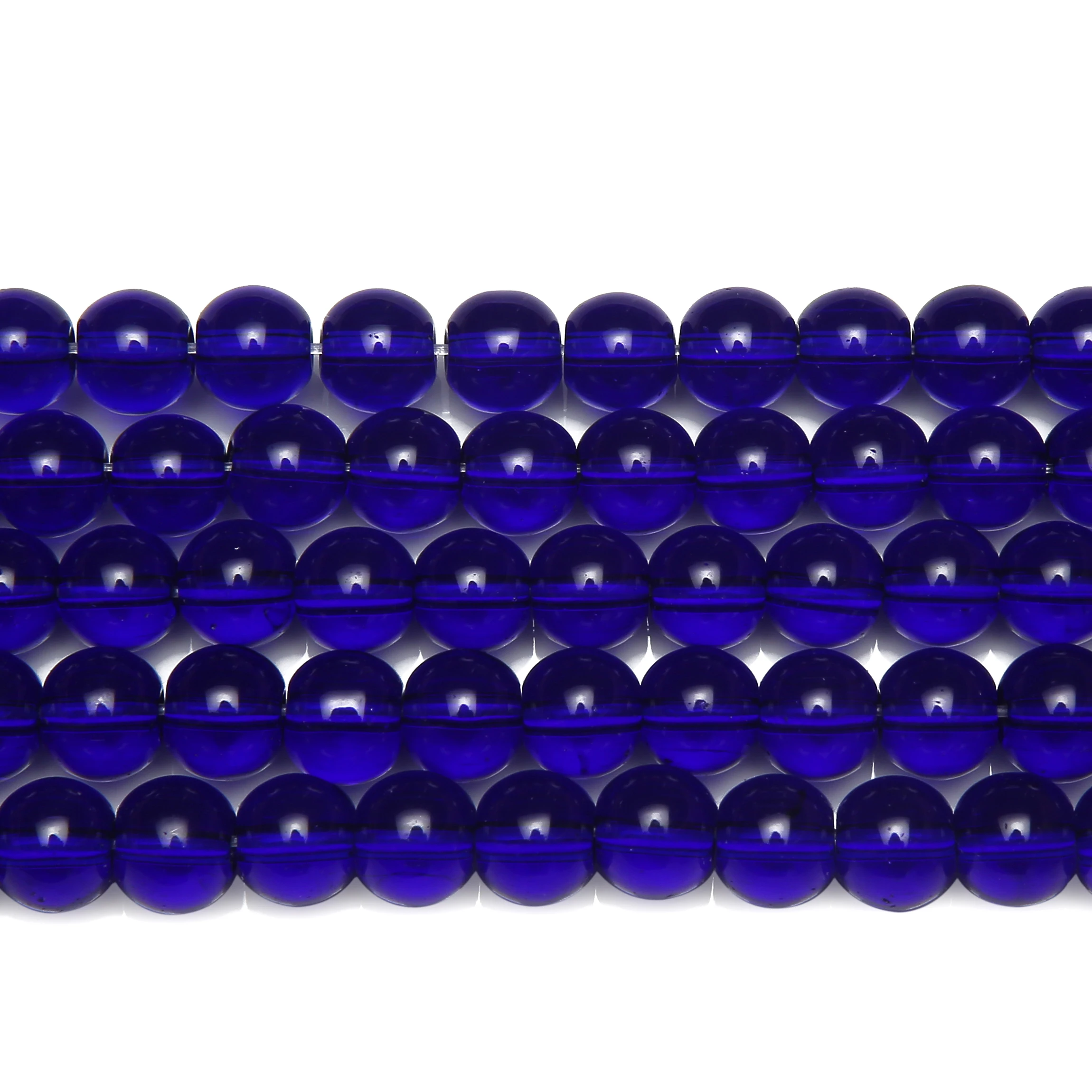 Smooth Blue Glass Loose Beads 15\