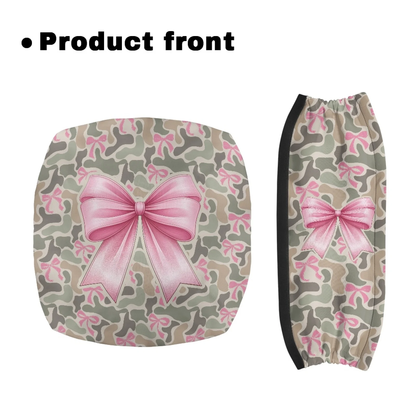 Coloranimal Pink Bow Camo Pattern 2PCS Seat & Back Cover Polyester Fabric Walker Rollator Seat Back Cover for Senior