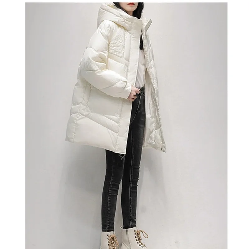 Doudoune noire en forme de cocon pour femme, manteaux épais haut de gamme, nouvelle version coréenne, 90% duvet de canard blanc, mode hiver 2025, 90%