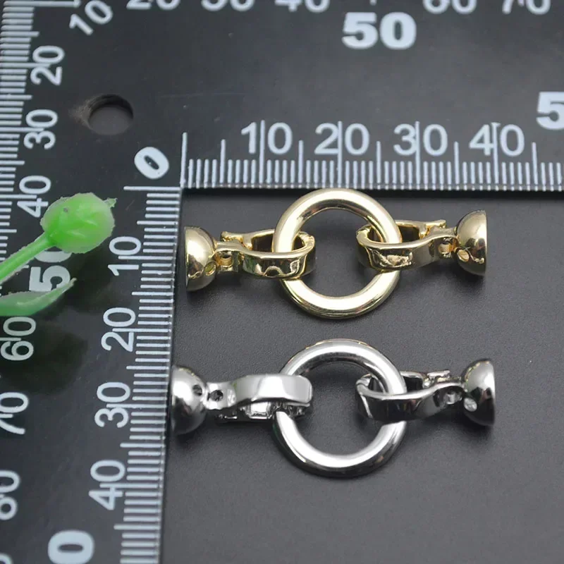 Brass Real Gold Plated Smooth Center Round Connector Clasp Hooks for Women Handmade DIY Necklace Jewelry Making