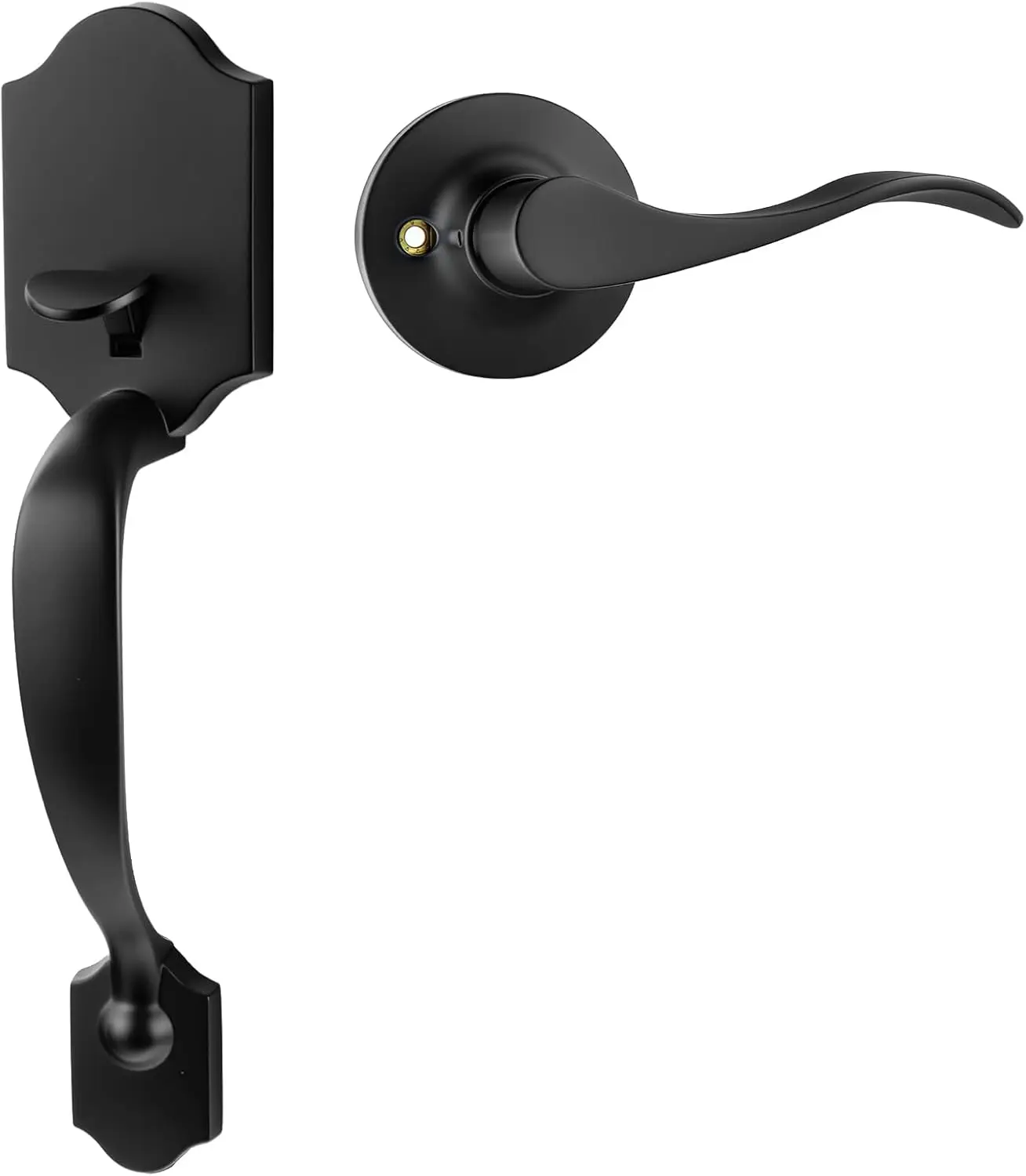 

Matte Black Front Door Handle Exterior, Single Cylinder Entry Handle Only No Lock, Adjustable Latch for Easy Installation